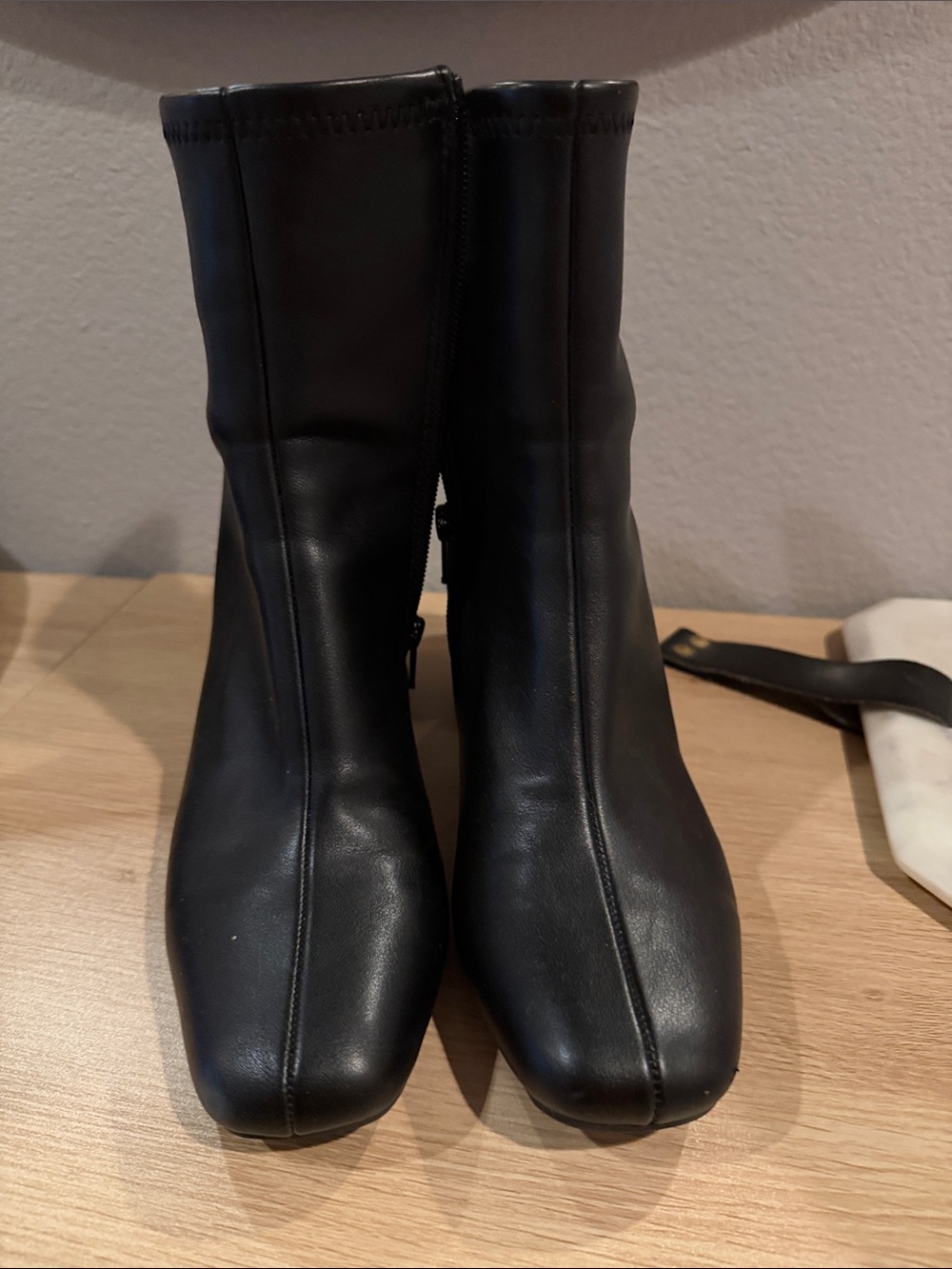 a new day Black Square-Toe Ankle Booties